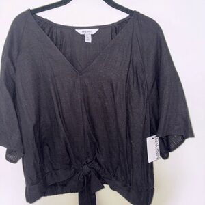 NWT Nine West Black Top with Tie Detail